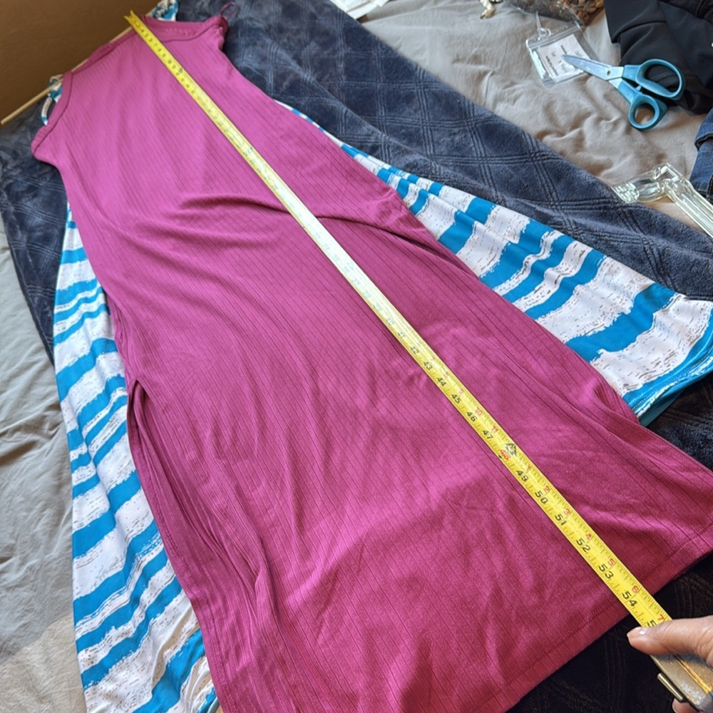 Bundle 2 knit long dresses- Hippie Rose Pink And Blue&white Strappy back Dress - Picture 11 of 15